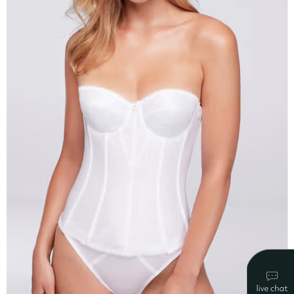 David's Bridal White Strapless Longline Corset Bustier